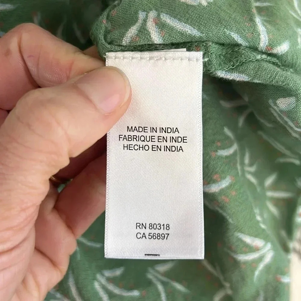 Lucky Brand Green Wrap Blouse XS 100% Cotton Natural Fibers - Picture 8 of 11